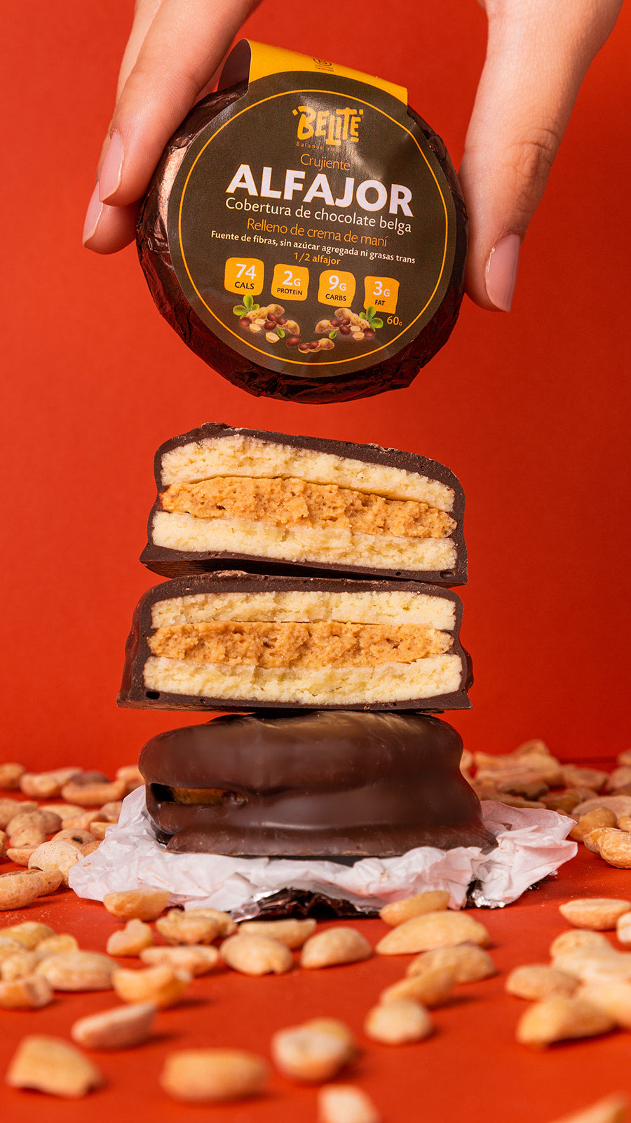 ALFAJOR DE MANI CHOCO NEGRO