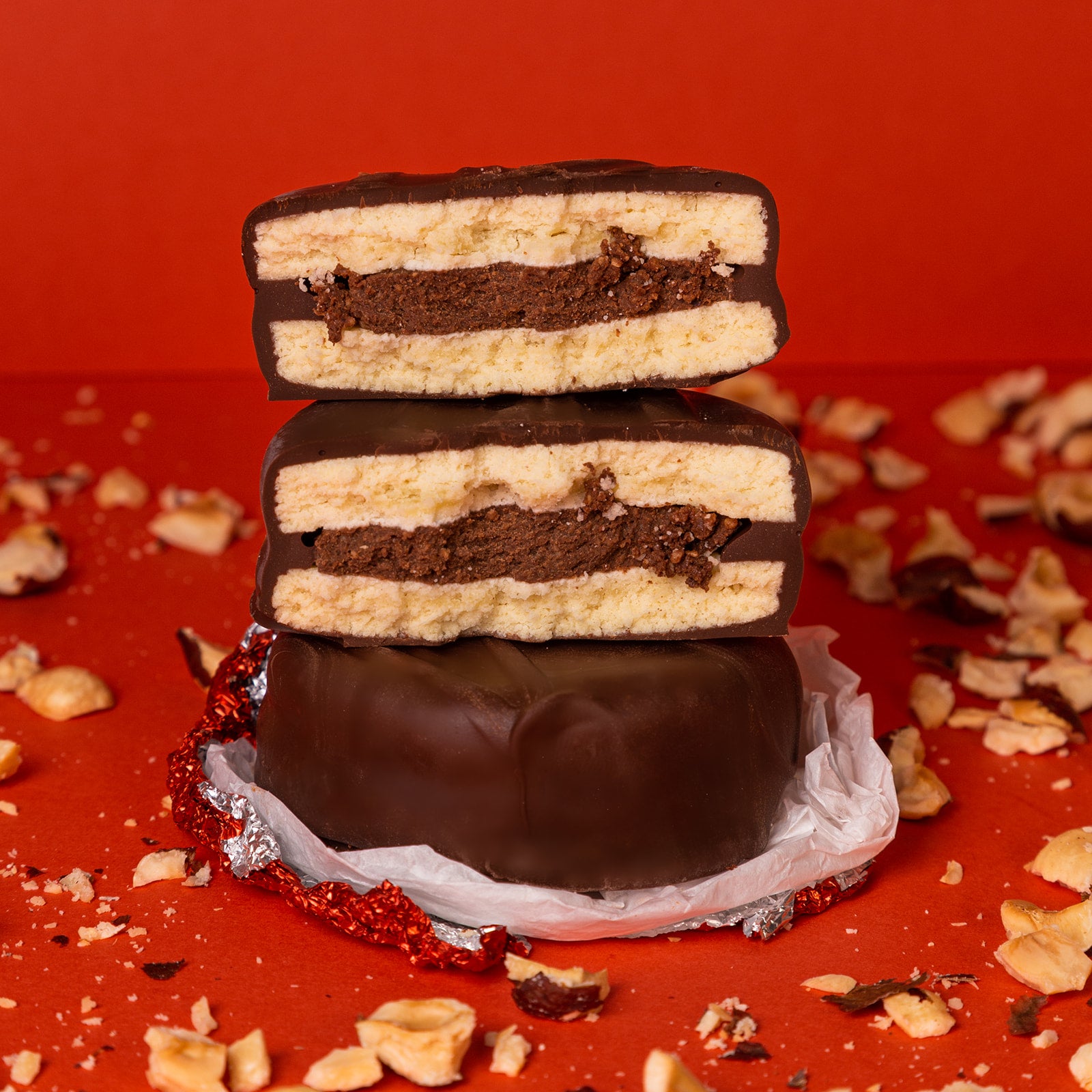 ALFAJOR DE AVELLANAS CHOCO NEGRO